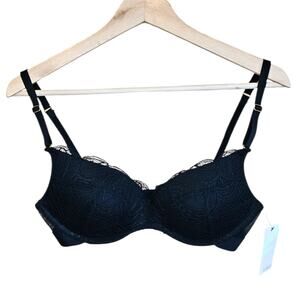 NEW! Lively Women’s The Lace No-Wire Push-Up Bra Wireless Jet Black 36B NWT